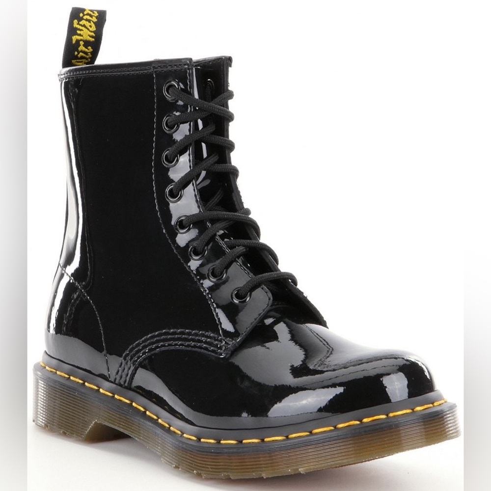 Dr. Martens Black Patent Leather Combat Boots